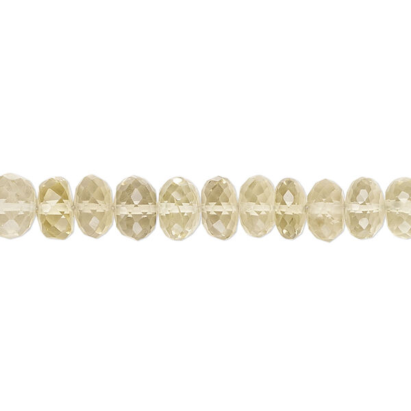 Bead, lemon quartz (heated), light to medium, 7x4mm hand-cut micro-faceted rondelle, B+ grade, Mohs hardness 7. Sold per 13-inch strand, approximately 85 beads. image number 0