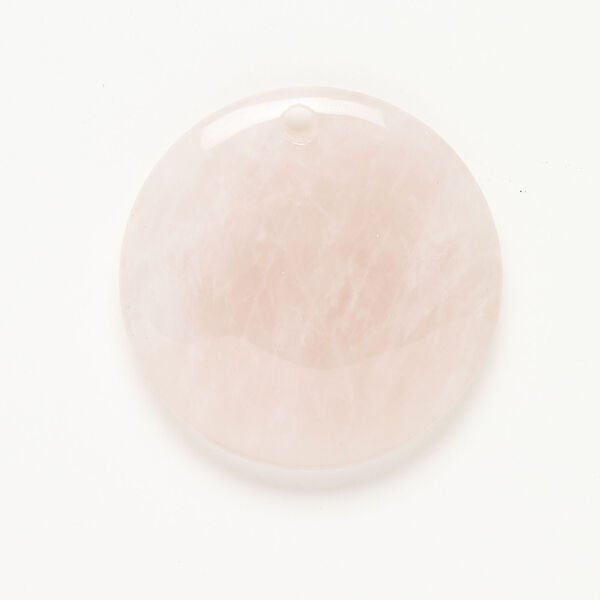 Rose quartz 1pkg1, top-drilled puffed flat round focal natural, 42mm image number 0