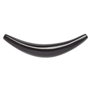 Component, horn (dyed), black, 8-10mm wide, 2 x 1/2 inch to 2-1/4 x 3/4 inch undrilled curve with tapered 4-5mm ends. Sold individually.