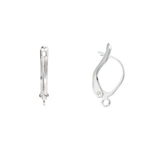 Ear wire leverback 1pkg100 silver-plated, 17mm / open loop, brass 50 pair
