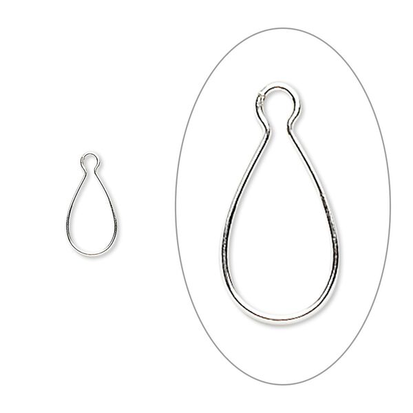 Drop, Wrap-Tite®, sterling silver, 8x5mm pear bezel setting. Sold per pkg of 2. image number 0