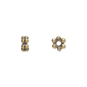 Bead, antique brass-plated "pewter" (zinc-based alloy), 6x3mm rondelle. Sold per pkg of 100.