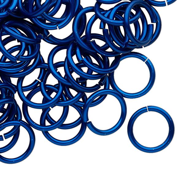 Jump ring, anodized tempered aluminum, dark blue, 12mm round, 9.2mm inside diameter, 15 gauge. Sold per pkg of 100. image number 0