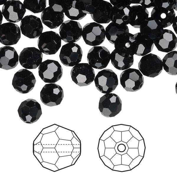 Bead 360pk jet, Swarovski® 6mm round 5000 image number 0