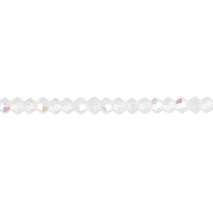 Bead 1pk 16 facets translucent clear frosted AB, Celestial Crystal® 3mm bicone 15.5-16 inch