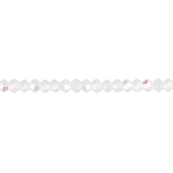 Bead 1pk 16 facets translucent clear frosted AB, Celestial Crystal® 3mm bicone 15.5-16 inch image number 0