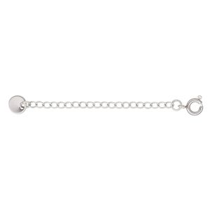 Extender chain 1pkg1 curb, 2.4mm / 6.5mm flat round / springring clasp, stainless steel 2 inch unfinished