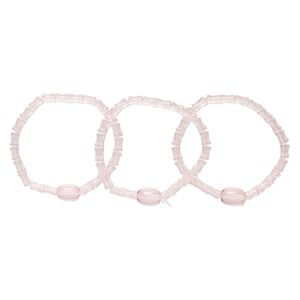 Bracelet, stretch, glass, pink, 7-8 inches wearable length. Sold per pkg of 3.