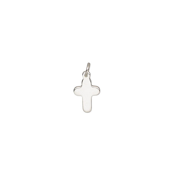 Drop, sterling silver, 10x6.5mm single-sided cross with 3.5mm closed jump ring. Sold individually. image number 0