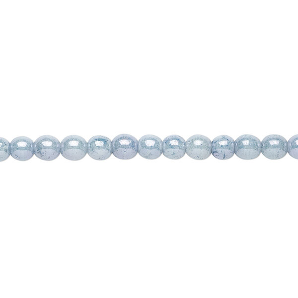 Bead, Czech glass druk, opaque light blue granite, 4mm round. Sold per 15-1/2" to 16" strand. image number 0