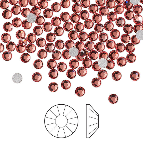 Flat back 144pk rose peach foil back, Preciosa VIVA 12® Czech crystal rhinestone 3-3.2mm chaton rose round SS12 image number 0