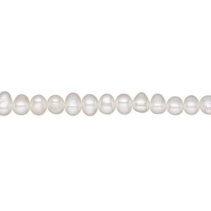 Pearl, White Lotus™, cultured freshwater (bleached), white, 4-4.5mm semi-round, B grade, Mohs hardness 2-1/2 to 4. Sold per 15-1/2" to 16" strand.