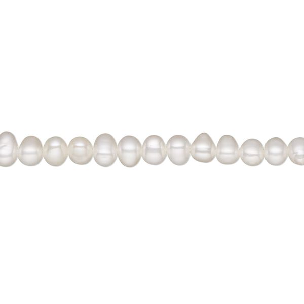 Pearl, White Lotus™, cultured freshwater (bleached), white, 4-4.5mm semi-round, B grade, Mohs hardness 2-1/2 to 4. Sold per 15-1/2" to 16" strand. image number 0