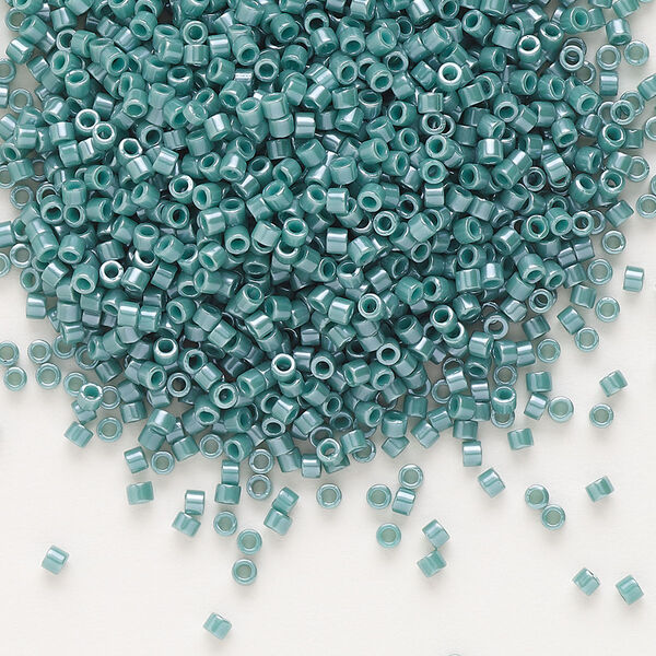 Seed bead, Delica®, glass, pkg/7.5g, #11 round, opaque glazed luster mallard (DB-0264). image number 0