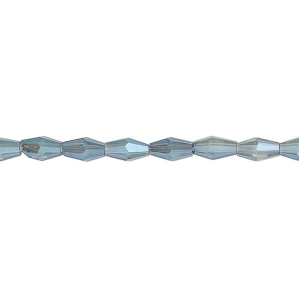 Bead, glass, crystal blue shade, 6.5x3.5mm long bicone. Sold per 15-1/2 to 16-inch strand. image number 0