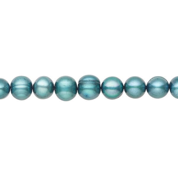 Freshwater pearl 1pkg1, semi-round, 15.5-16 inch teal blue 6-7mm cultured image number 0