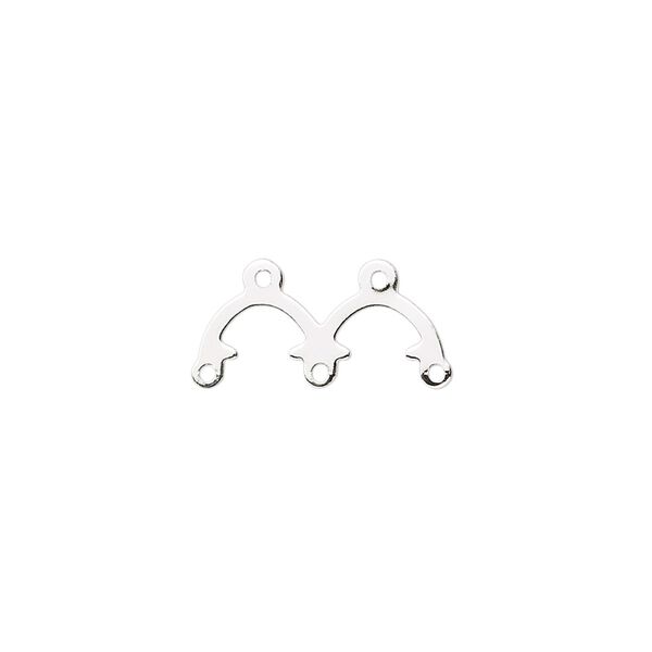 Connector, silver-plated brass, 16x5mm, 2-to-3 loops. Sold per pkg of 100. image number 0