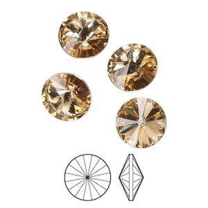 Chaton 8pk light Colorado topaz foil back, Preciosa MAXIMA Czech crystal rhinestone 10.54-10.91mm rivoli SS47