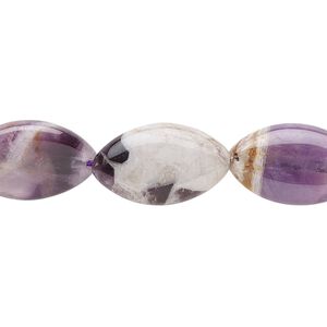 Banded amethyst 1pkg1, oval bead natural 15.5-16 inch 19x12mm