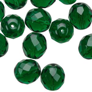 Bead Czech fire-polished glass 1pkg30, 12mm faceted round, transparent teal
