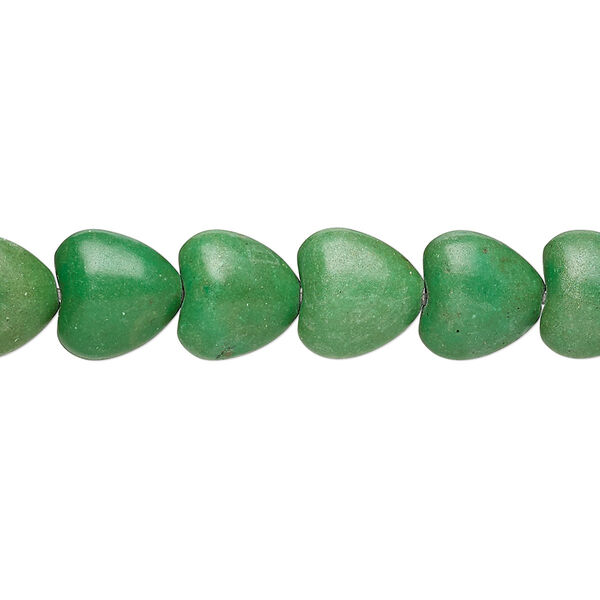 Bead, "turquoise" (resin) (imitation), apple green, 10x10mm puffed heart. Sold per 15-inch strand. image number 0