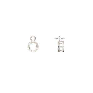 Drop, Bezelite, sterling silver, 4mm 4-prong round setting. Sold per pkg of 2.