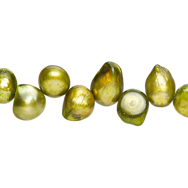 Pearl 1pkg1 freshwater, 8x5mm-10x7mm baroque 15 inch cultured moss image number 0