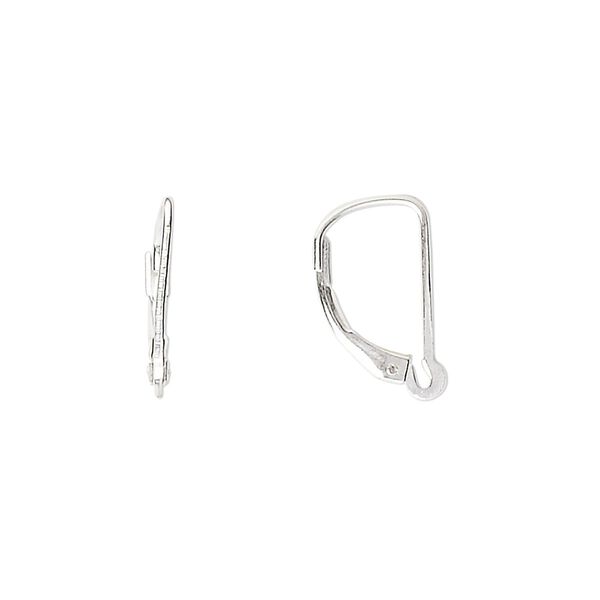 Ear wire leverback 1pkg2 sterling silver, 15mm / split loop, 1 pair image number 0