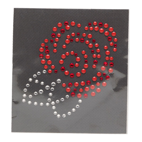 Transfer, crystal / adhesive / aluminum, pkg/1, 3.5-inch iron-on rose, red and clear. image number 0