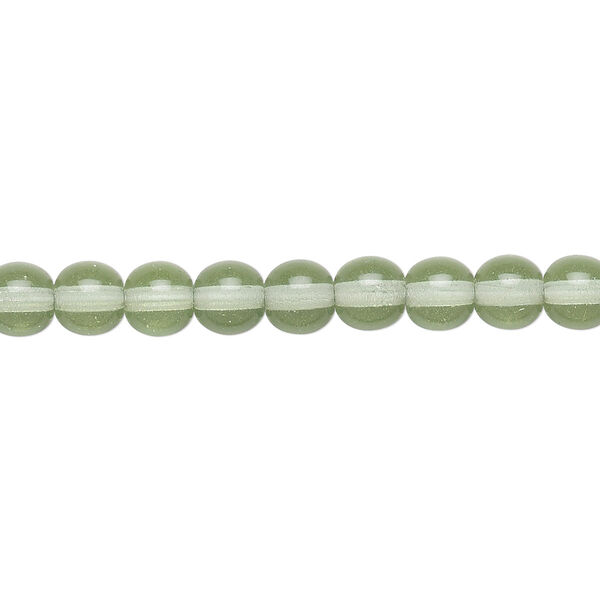 Bead, Czech glass druk, transparent mint, 6mm round. Sold per 15-1/2" to 16" strand, approximately 65 beads. image number 0
