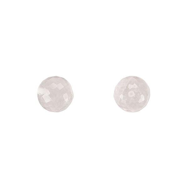 Bead, rose quartz (natural), 8mm hand-cut half-drilled faceted round, B grade, Mohs hardness 7. Sold per pkg of 2. image number 0