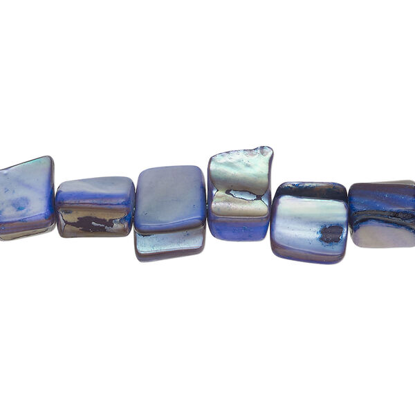 Mother-of-pearl shell 1pkg1, triangle tube bead 14 inch royal blue 7x6mm-13x9mm image number 0