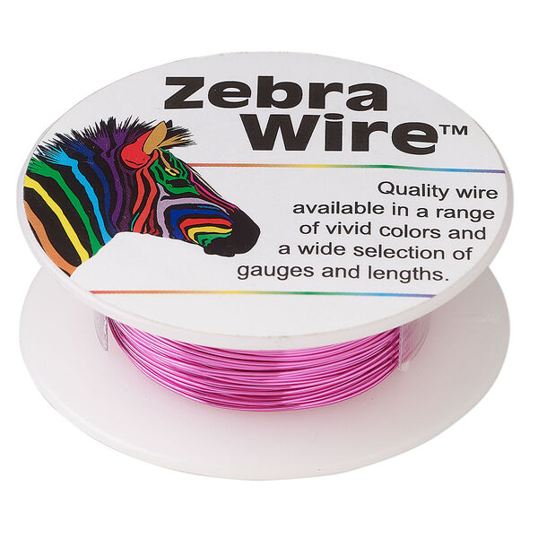 Wire, Zebra Wire™, color-coated copper, pink, round, 26 gauge. Sold per 30-yard spool. image number 0