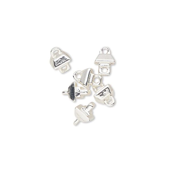 Loop peg, Miracle Mount™, silver-plated "pewter" (zinc-based alloy), 5x5mm square. Sold per pkg of 6. image number 0