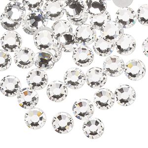 Flat back, Dance With Me™ crystal rhinestone, crystal clear, foil back, 6.32-6.5mm rose, SS30. Sold per pkg of 48.
