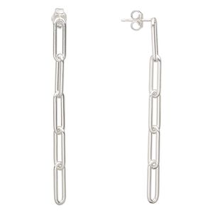Earstud 1pkg2 sterling silver, 55x4 inch / 5-link paperclip chain, 1 pair