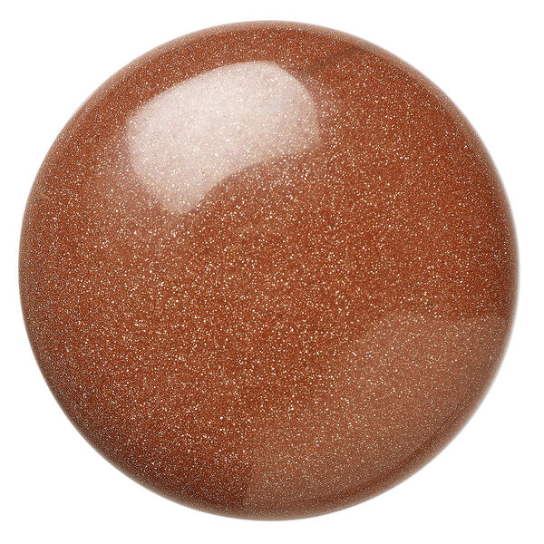 Cabochon, brown goldstone (glass) (man-made), 38mm calibrated round. Sold individually. image number 0