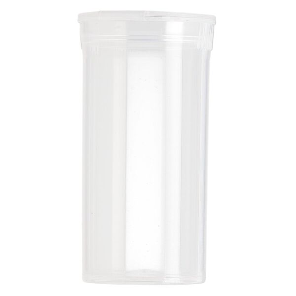 Vial, Squeezetops™, plastic, clear, 2-1/2 x 1-1/4 inch cylinder with attached lid. Sold per pkg of 6. image number 1