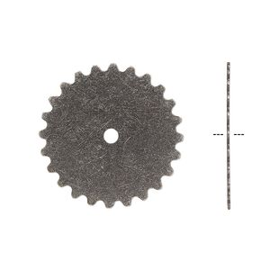 Component, gunmetal-plated brass, 25.5mm round gear. Sold per pkg of 4.