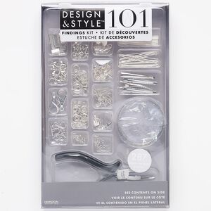 Jewelry-making starter kit, Design & Style, plastic / steel / stainless steel / silver-finished "pewter" (zinc-based alloy), clear and black. Sold per 287-piece set.