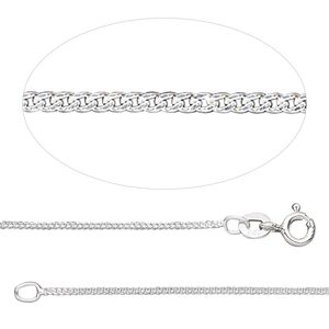 Chain 1pkg1 sterling silver curb, 1mm / springring clasp, Gossamer™ 18 inch