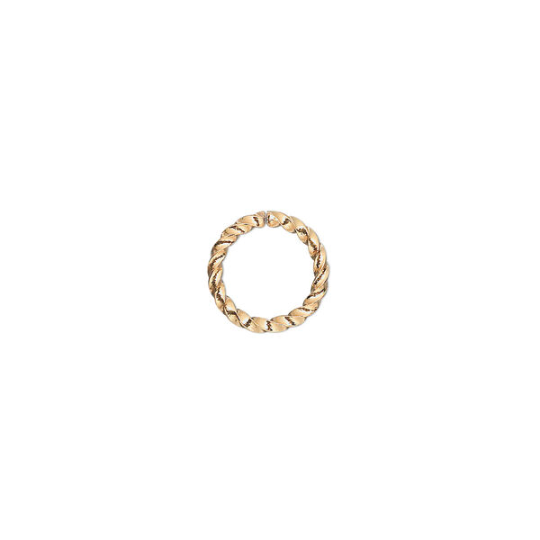 Jump ring, gold-plated brass, 10mm twisted round, 8mm inside diameter, 16 gauge. Sold per pkg of 100. image number 0