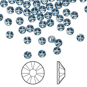 Flat back 1440pk aquamarine foil back, Swarovski® 3.8-4mm rose round SS16 2088