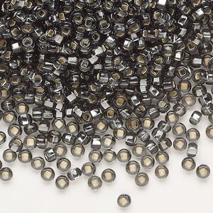 Seed bead, Preciosa Ornela Czech glass, pkg/50g, #8 rocaille, transparent silver-lined grey, (47010).