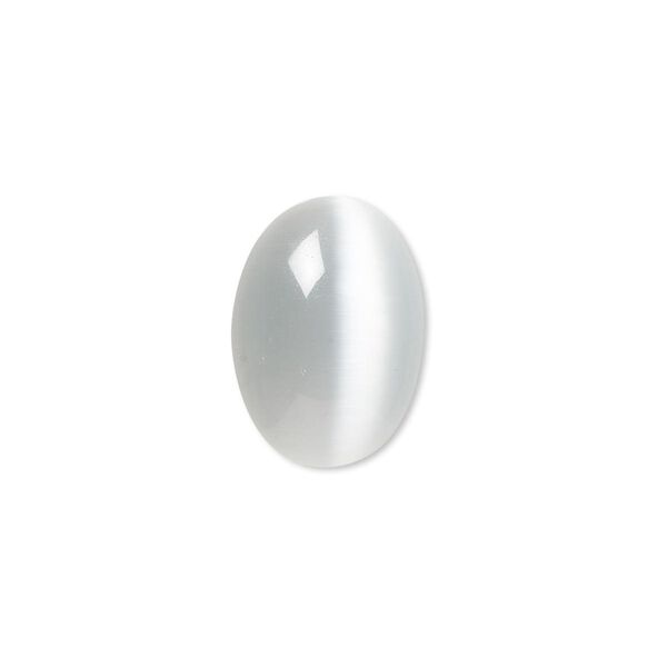 Cabochon, cat's eye glass (fiber optic glass), grey, 18x13mm calibrated oval, quality grade. Sold per pkg of 6. image number 0