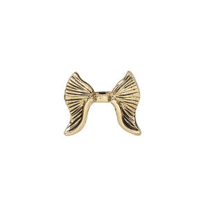 Bead, pewter (tin-based alloy), pkg/1, antique gold plate, 16x14mm textured wing, fits 5.5mm bead.