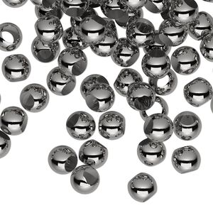 Bead, gunmetal-plated brass, 6mm round. Sold per pkg of 100.