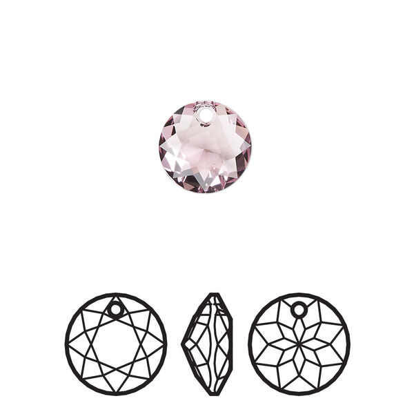 Drop 2pk light amethyst, Crystal Passions® 10mm pendant classic cut 6430 image number 0