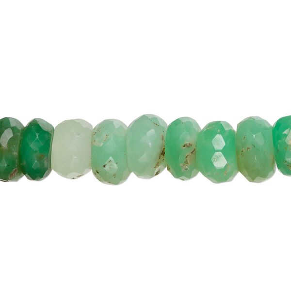 Chrysoprase 1pkg1, hand-cut faceted rondelle bead natural 13 inch 9x5mm-10x7mm image number 0