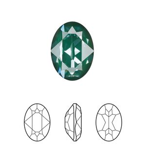 Fancy stone 48pk crystal pine green ignite LacquerPRO, Swarovski® 18x13mm oval 4120